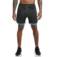 Gyms Fitness Shorts Men Summer Sportswear 2 In 1 Double-deck Compression Shorts Male Sports Tracksuits Track Joggers Short Pants 2