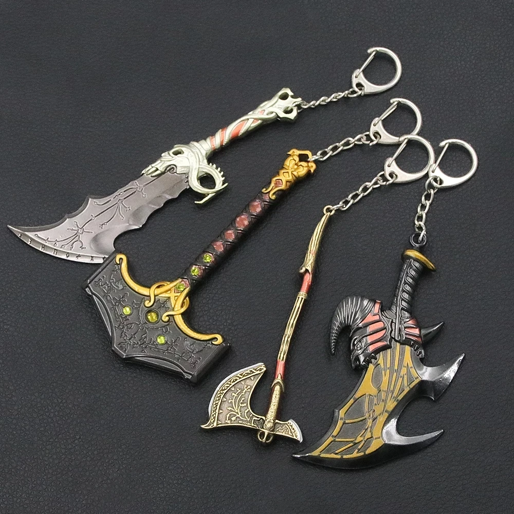 Game God of War 5 Ragnarok Keychains Thor's Hammer Mjolnir Kratos