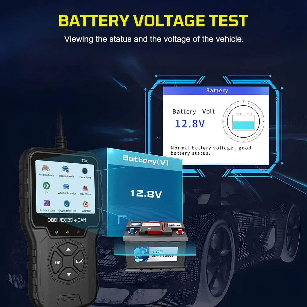 ​V200 Pro Universal Diagnostic Tools Engine Battery O2 Sensor EVAP Tester Fault Code Clear Car OBD 2 Scanner OBD2 Code Reader 4