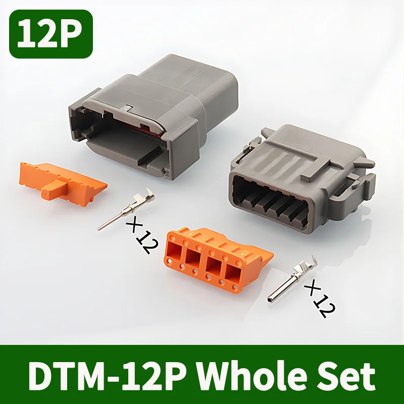 도이치 DTM04-12P DTM06-12S 방수 전기 와이어 커넥터, 암수 DTM 커넥터, 12 핀 웨이, 16-22AWG, 5 세트, 20/100 세트 도이치 DTM04-12P DTM06-12S 방수 전기 와이어 커넥터, 암수 DTM 커넥터, 12 핀 웨이, 16-22AWG, 5 세트, 20/100 세트