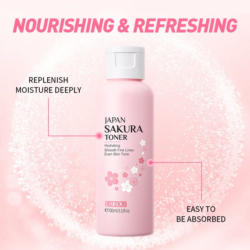 2pcs LAIKOU Sakura Facial Toner Moisturizing Oil Control Soothing Hydrating Skin Firming Face Liquid Essence Skin Care Products facial essence face toner
