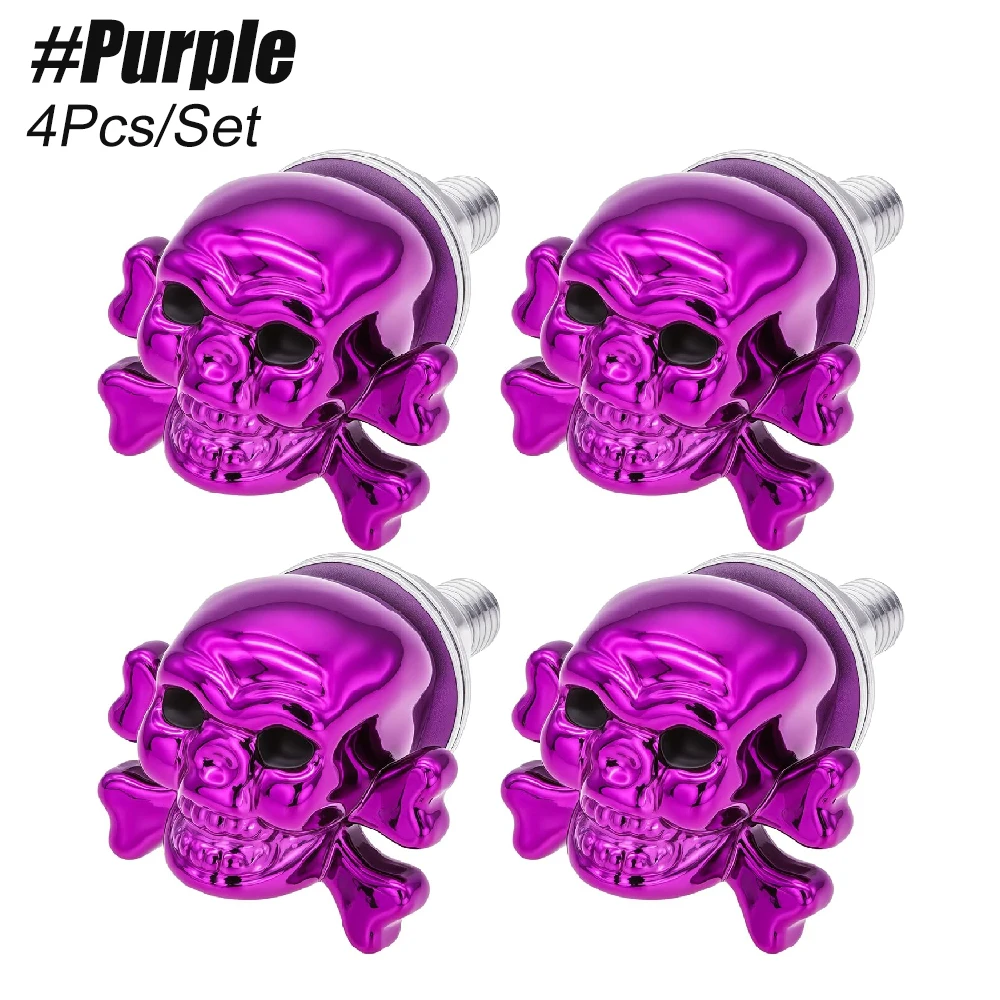 Gothic Skull Decor License Plate Screws – Set of 4