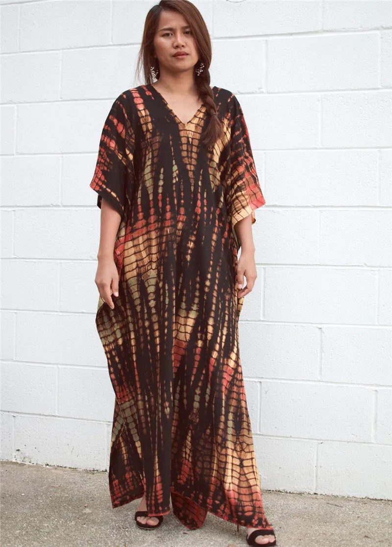 Fashion Casual Striped Print Long Dresses Women Bohemian V-neck Bat Sleeve Loose Slit Beach Dress Summer New Beachwear Vestidos 90 Fashion Casual Striped Print Long Dresses Women Bohemian V-neck Bat Sleeve Loose Slit Beach Dress Summer New Beachwear Vestidos