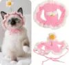 Gorro tejido para gato con diseño de flor: Accesorio Crochet Emoape