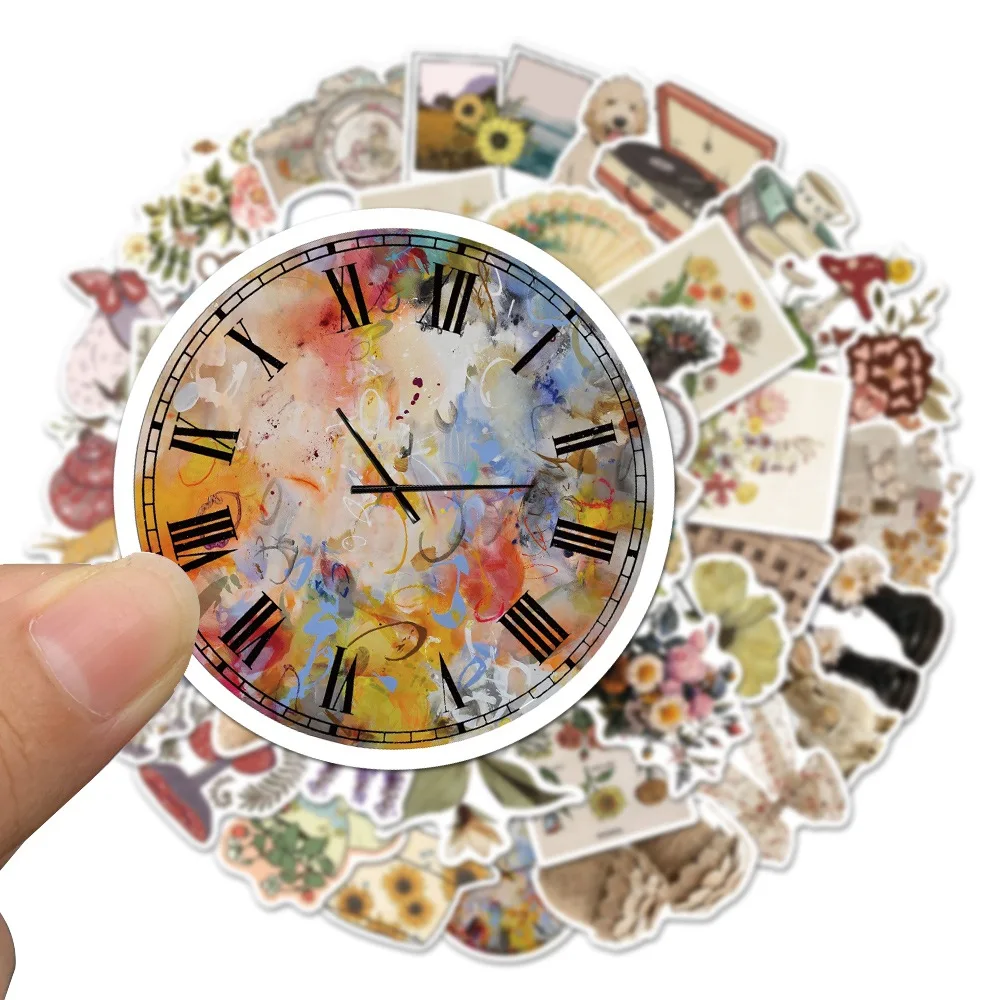 stationery stickers 10/30/50PCS Retro Flower Waterproof Graffiti Sticker Aesthetic Decorative Luggage Laptop Guitar Journal Scrapbook Kids Stickers