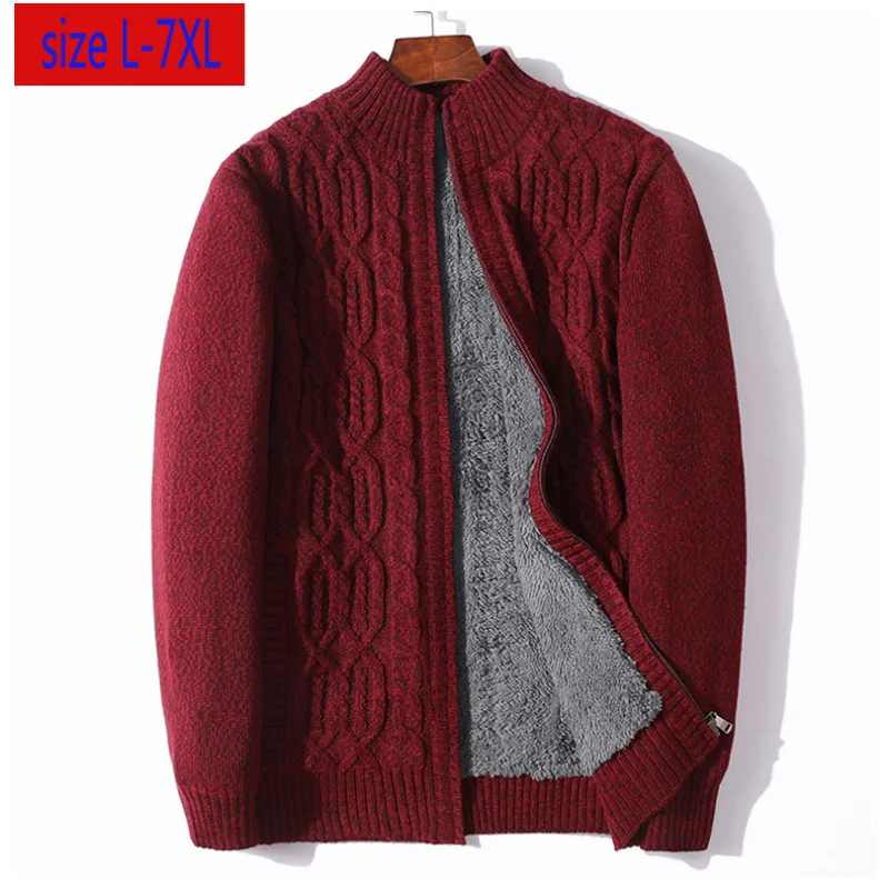 

New Arrival Fashion Thickened Plush Sweater Jacket Cardigan Casual Computer Knitted Mandarin Collar Plsu Size L-3XL4XL5XL6XL7XL