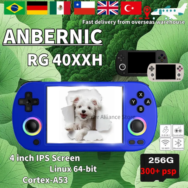 ANBERNIC RG40XX H RG 40XXH Console de jeu portable rétro Console de jeu vidéo 256G PSP jeux 4.0 pouces écran IPS système Linux cadeaux 1