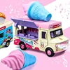1:36 Q Version Ice Cream Coffee Car Alloy Miniature Cute Model Induced Sound Light Pull Back Children Birthday Gift Boy Girl Toy 4