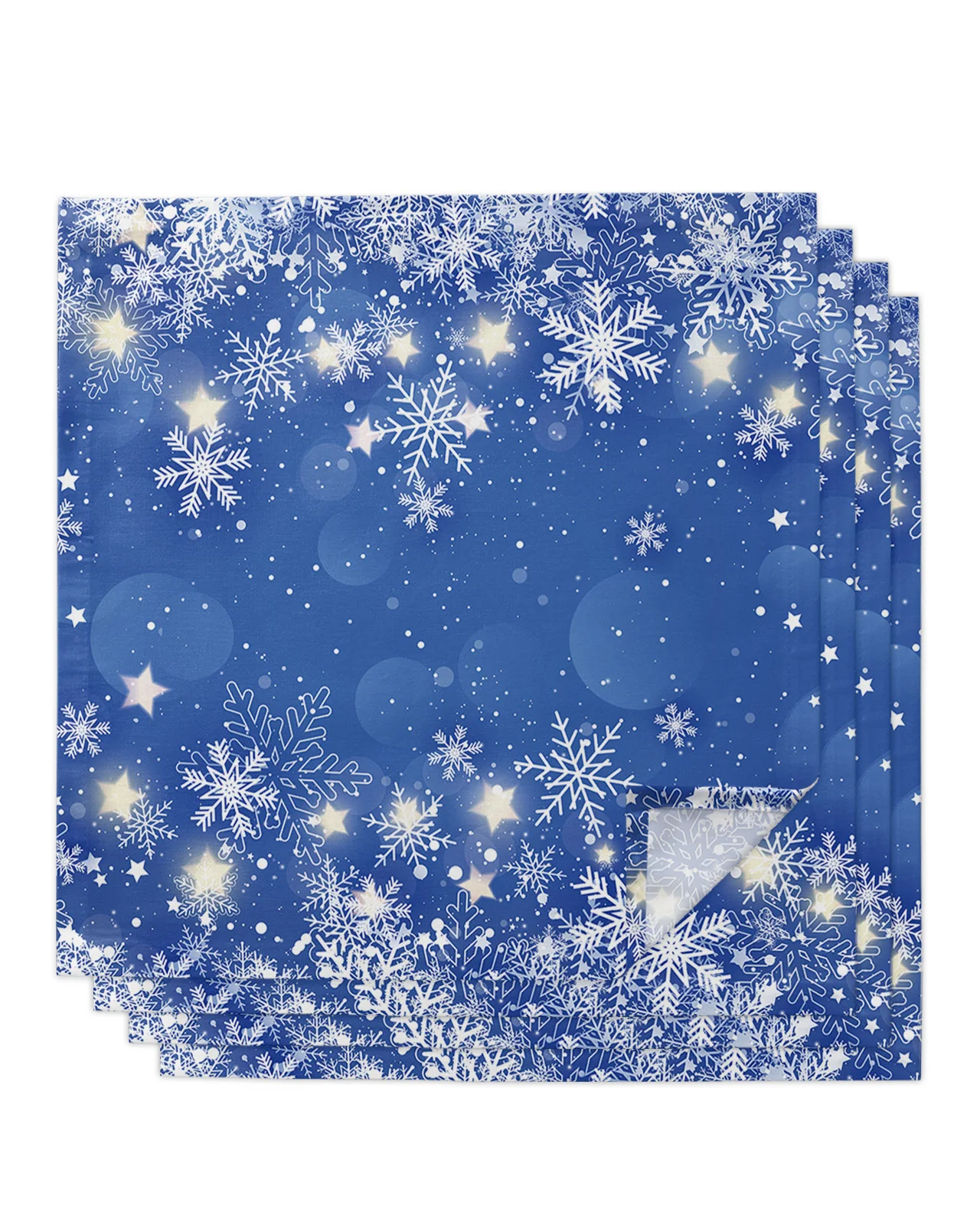 Christmas Snowflake Blue Background Table Napkins Set Christmas Napkins