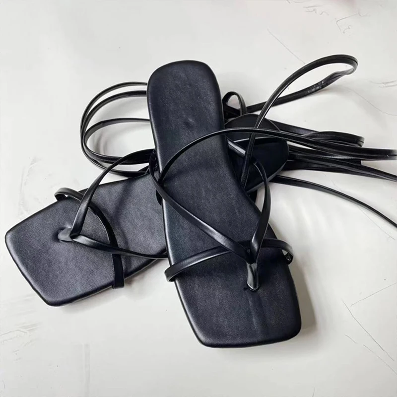 Women's Lace-Up Sandals Flat Sandals for Women 2022 Summer Woman Flats Heel Women's Fashion Cross Strap Sandalias Shoes