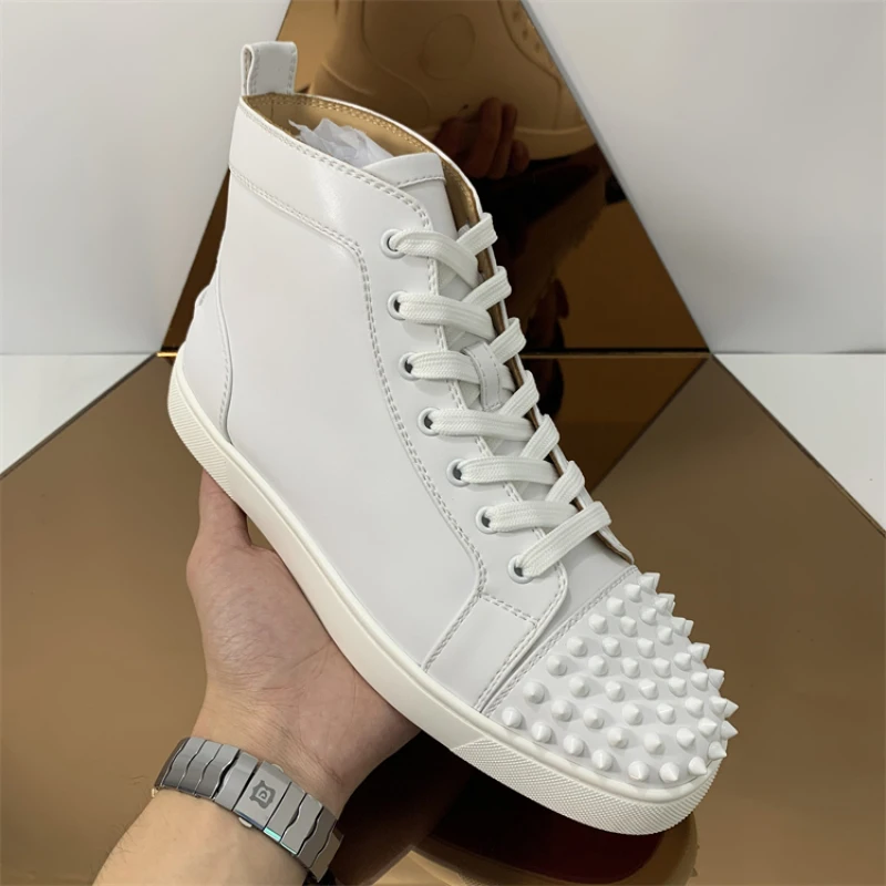 Luxury Designer Shoes Red Bottom Trainers Tenis Suela Roja Chaussure Homme  Luxe Marque Rivet Genuine Leather Mens Shoes Low Top - AliExpress