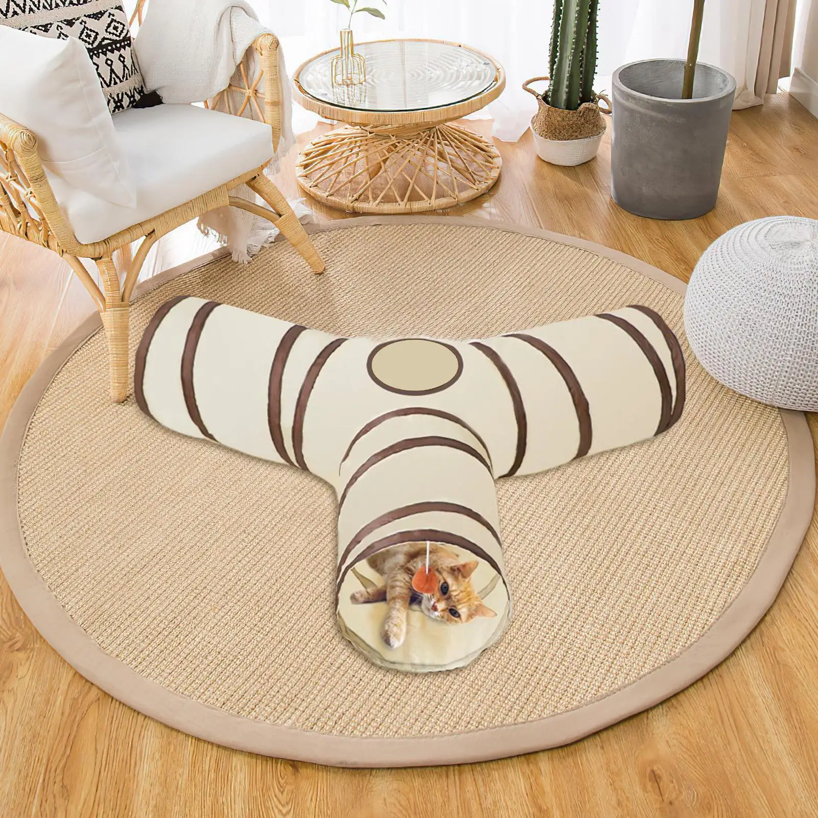 Cat Tunnel Indoor Play Cat Toys Tunnel Foldable Nest Interactive Toys for Kitten Puppy Indoor Exercise Enrichment Boredom Small