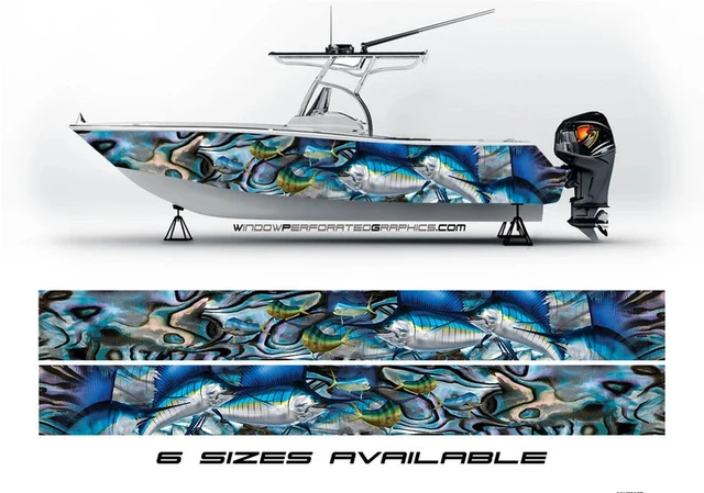 Blue Marlin Fish Vinyl Boat Wrap Decal Fishing Bass Pontoon Sportsman  Tenders Console Bowriders Deck Boat Watercraft Decal, Blue Marlin Ship  Size Comparison