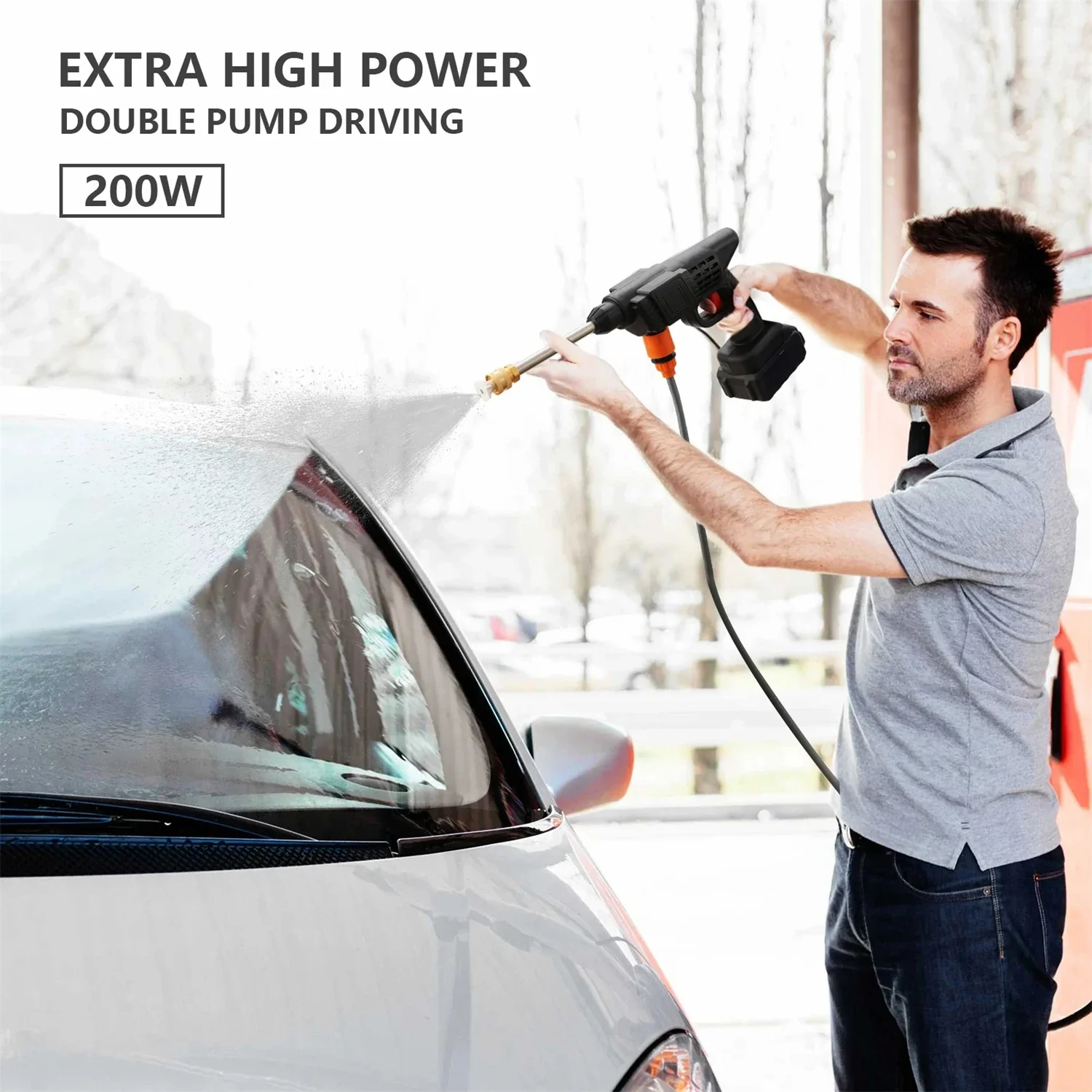 Cordless High Pressure Car Wash Washer Gun Foam Generator Water Gun Spray Cleaner Portable Car Washing Machine 200W 50Bar high pressure washer gun electric water spray gun high pressure washer high pressure sprayer