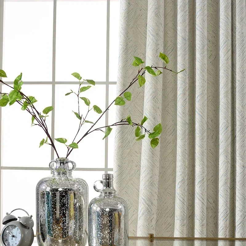 Blackout Light Luxury Custom Nordic Minimalist Modern 1PC Chenille Curtains for Living Room Bedroom Shade White Cloth 3