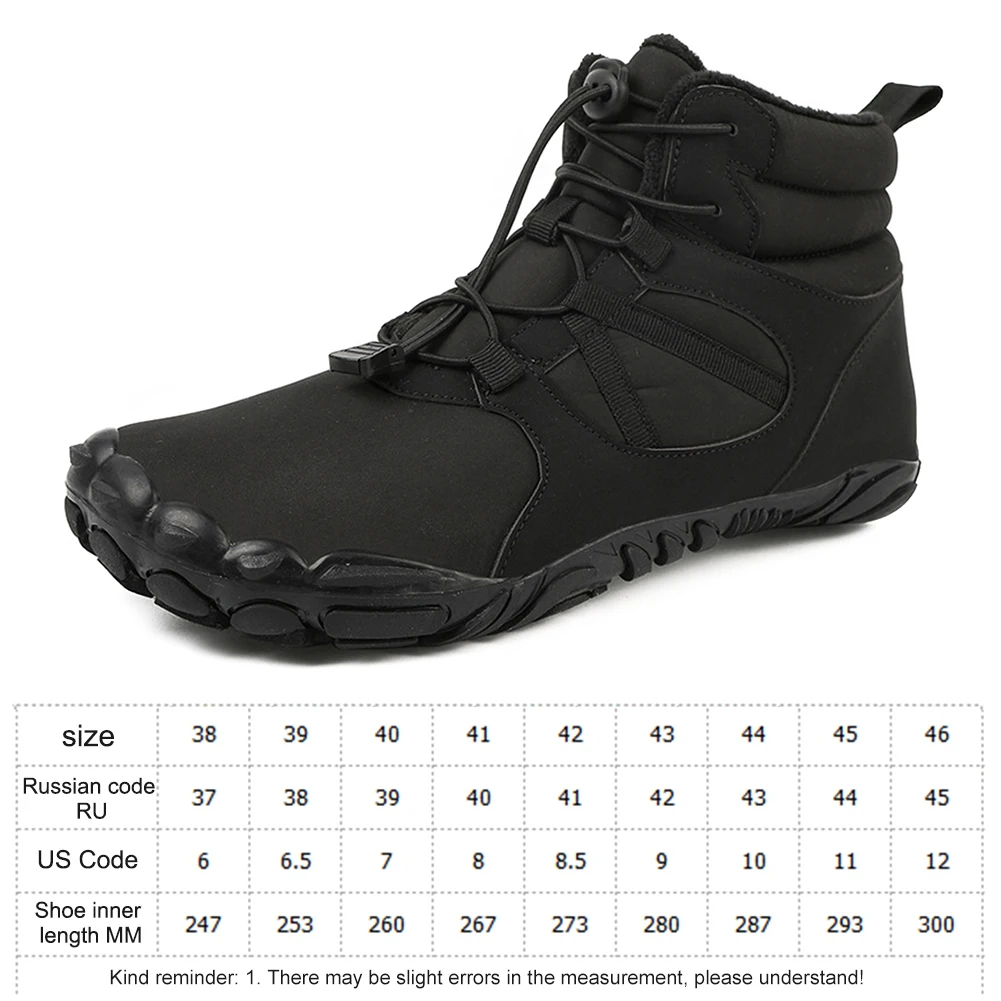 Winter Snow Boots Winter Jogging Sneakers Non Slip Casual Barefoot Shoes Waterproof High Top Boots for Travel Climbing Hiking 6