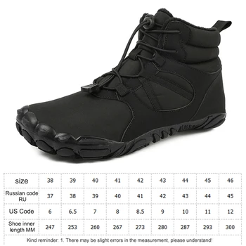 Winter Snow Boots Winter Jogging Sneakers Non Slip Casual Barefoot Shoes Waterproof High Top Boots for Travel Climbing Hiking 6