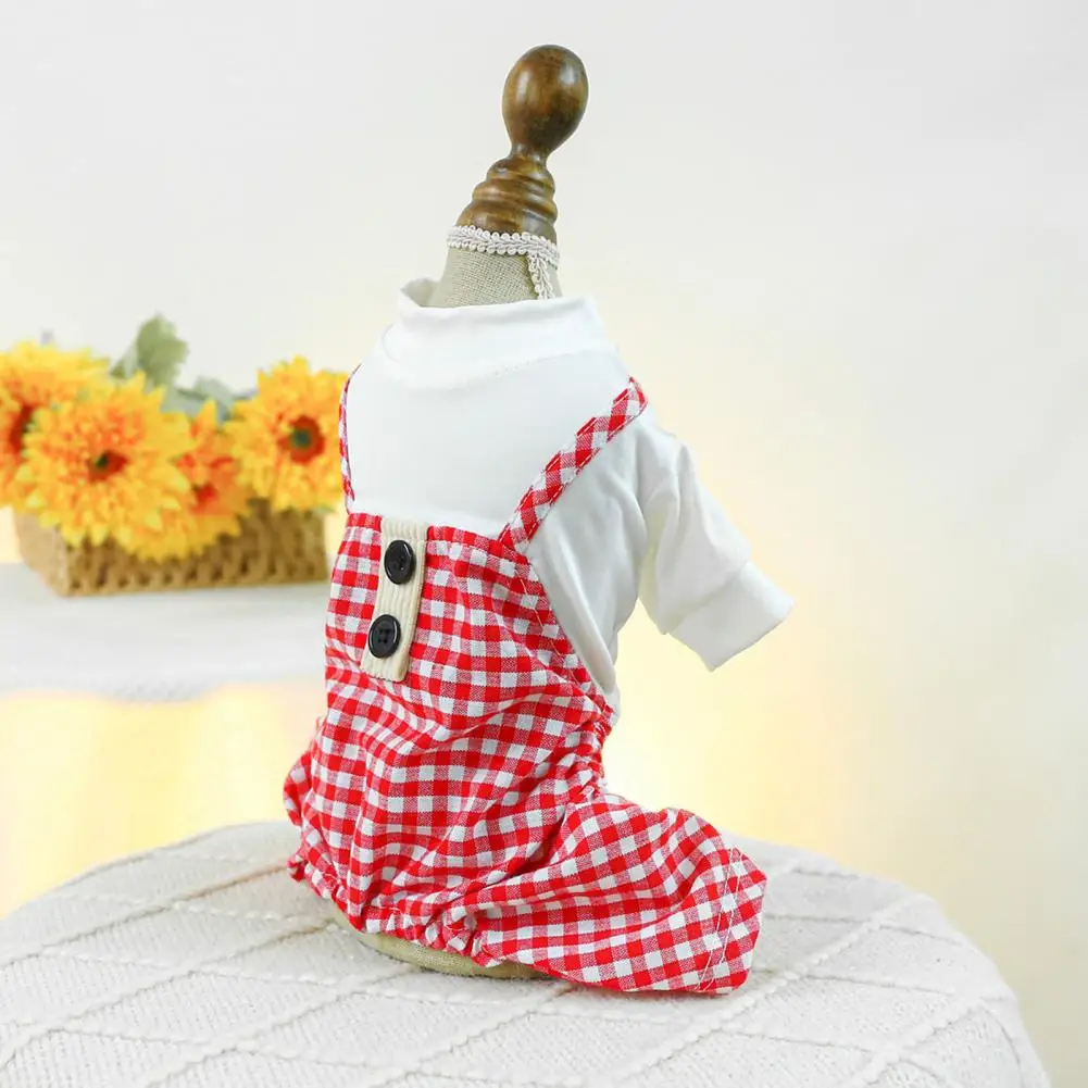 

Dog Jumpsuit Classic Plaid Pattern Pet Jumpsuit with Button Design for Comfortable Soft Summer Spring Dog Clothes Pet Supplies
