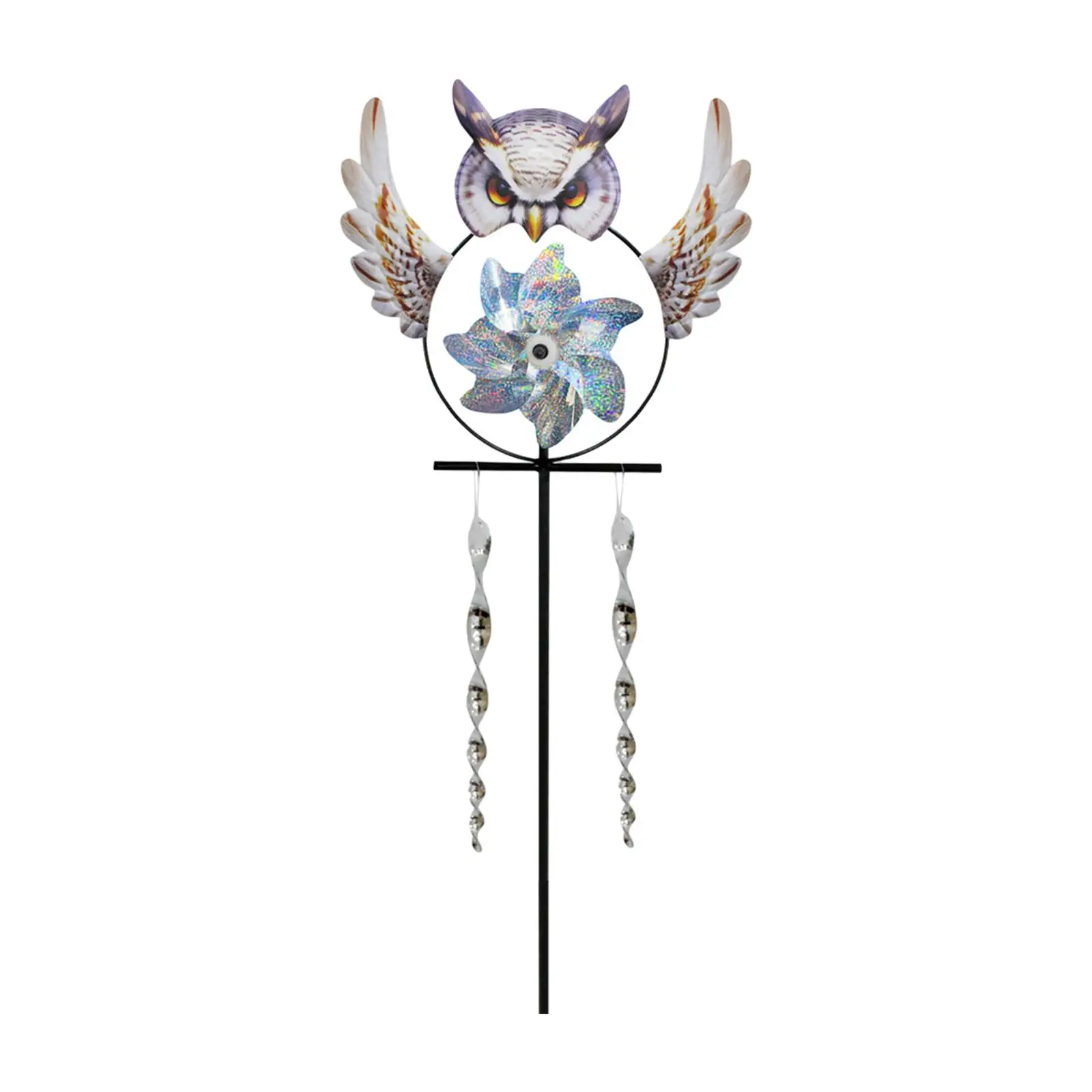 Garden owl shape pinwheels with stake diy assembled wind powered wind