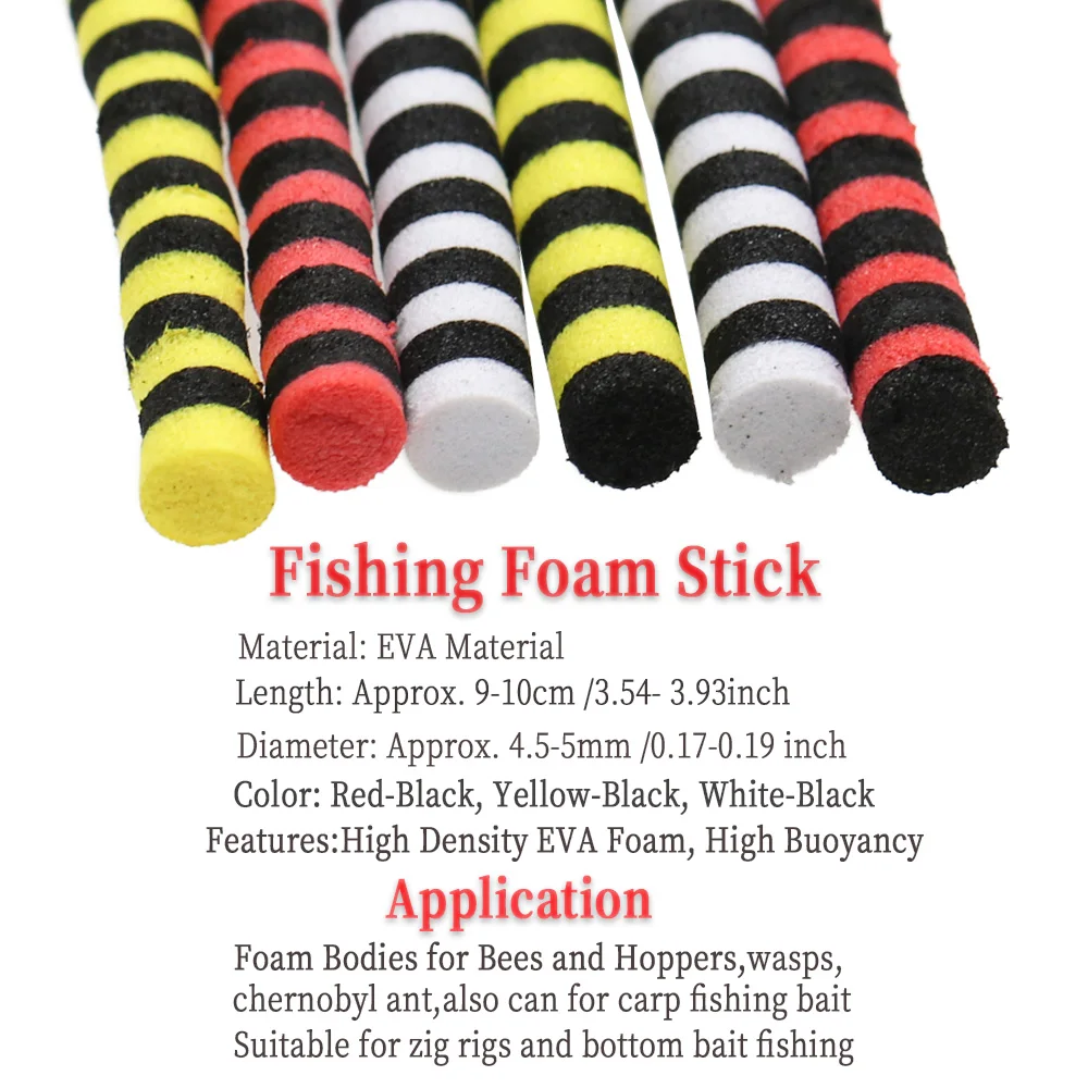 Vtwins 5mm x 10cm Parachute Post Fishing Foam Stick Dry Fly Grass Hopper  Fly Tying Foam Cylinders zig rig floating Material