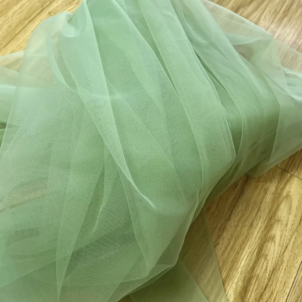 Versatile Green Soft Tulle Fabric for Elegant Decorations & Apparel