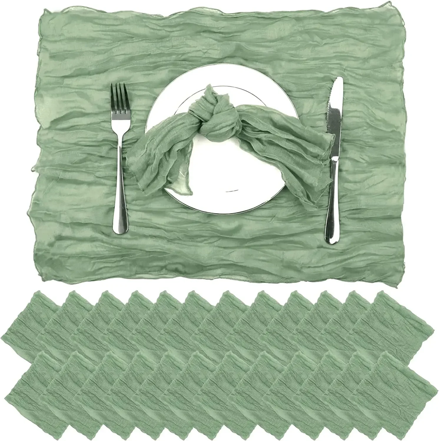 Gauze Table Napkins 12 PCS 20x20 Inch Soft Cheesecloth Wrinkled Dinner Napkins for Weddings Party Reception Anniversary cotton napkins