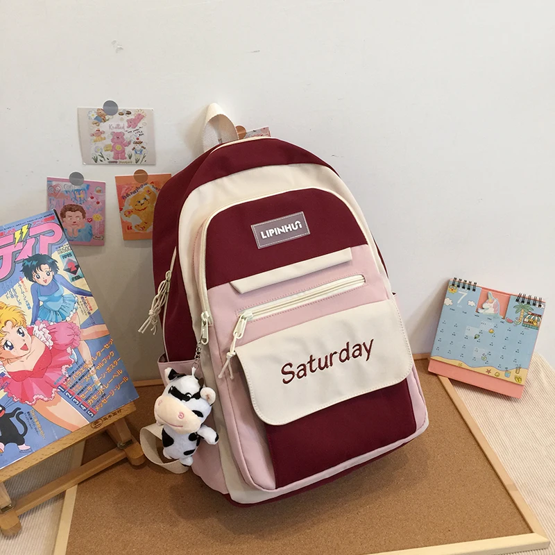 Backpack Women multicolor cute College Girl tote bag Boy SchoolBag Book Waterproof Packbags Teenage student playful Rucksack