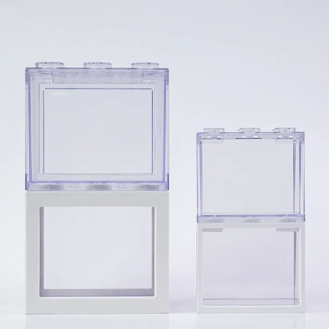 Desktop Ornament for Viewing Betta Fish Tank Aquarium Transparent Mini Fish Tank Creative Multi Functional Building Blocks 6