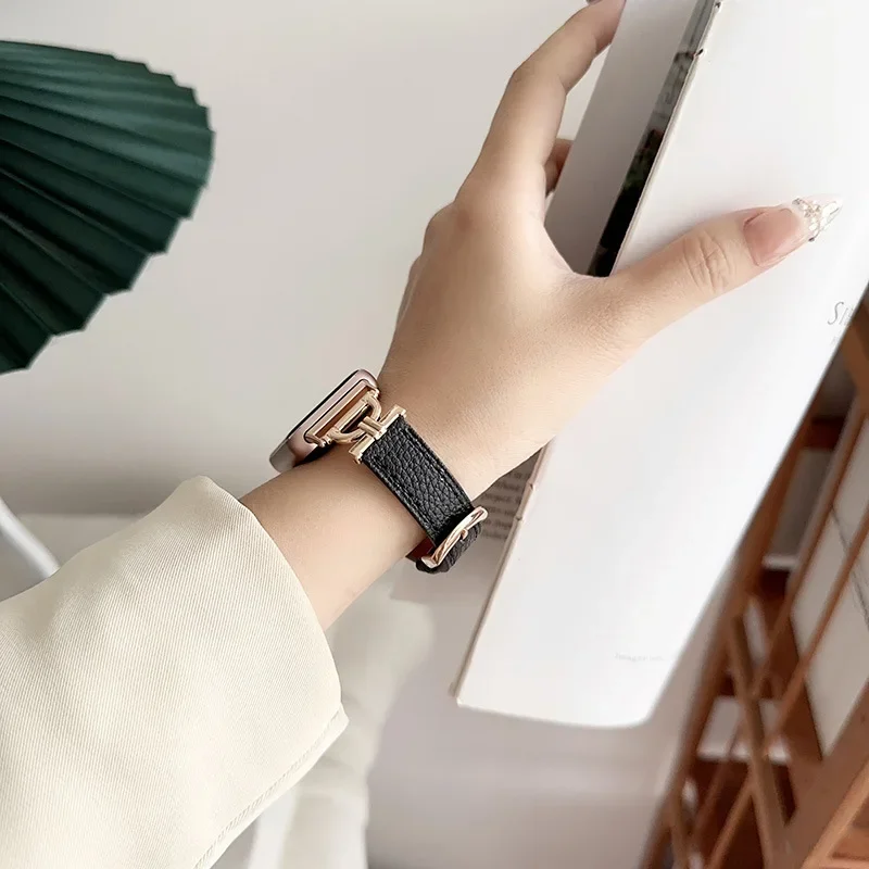 Premium Metal and Leather Strap for Fitness Smartwatch Accessories