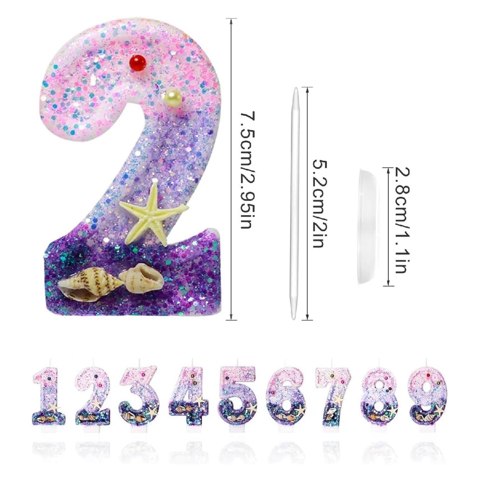 Candela Di Compleanno A Forma Di Sirena Con Numero 8 Blu: Perfetta Per Torte A Tema Sirena, Decorazioni Marine Per Festa Compleanno, Matrimonio O Anniversario. - 3