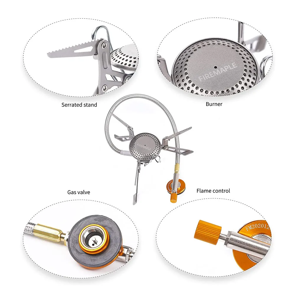 Camping Gas Stove Camping Stove Gas Burner Gas Stove Fire Maple Titanium Blade 2 Gas Burners Ultralight 135g With Pre-heat Tube Outdoor Camping
