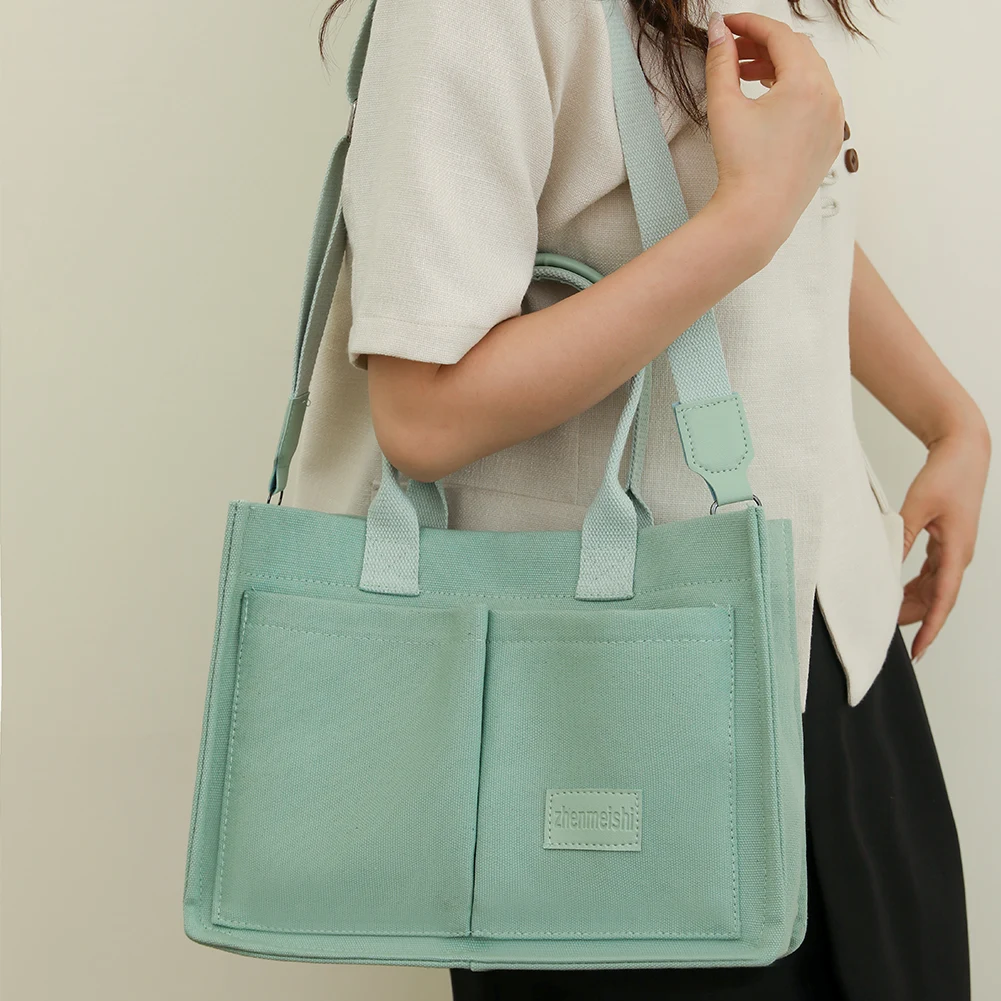 New Large Capacity Canvas Tote Bags for Women Work Commuting Carrying Bag College Style Student Outfit Book Shoulder Shopper Bag 3