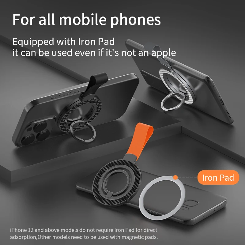 Dual-Sided Magnetic Phone Grip with 360° Rotation and Kickstand Capability