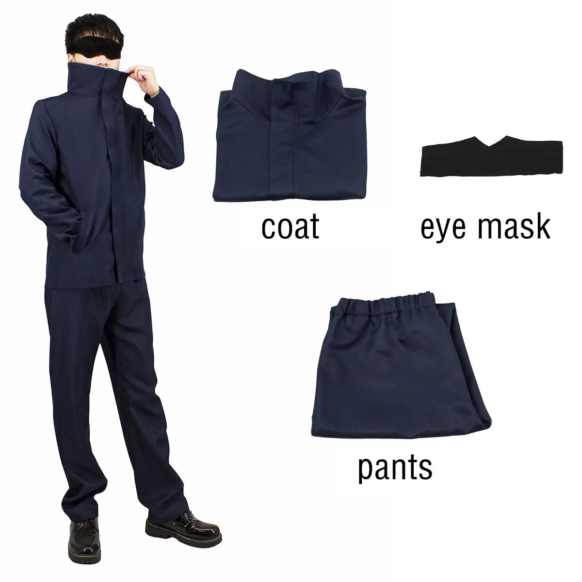

Anime Jujutsu Kaisen Gojo Satoru Cosplay Costume Tops Pants Eye Patch Halloween Party Men Gojo Uniform Wigs