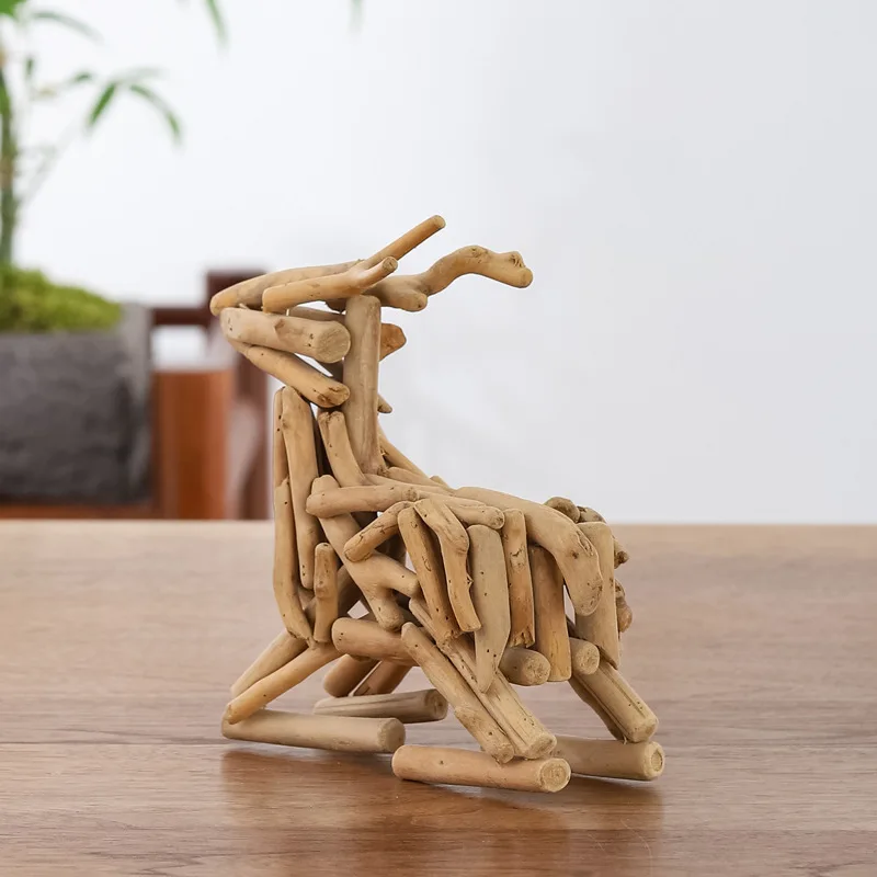 

Drifting Wood Ornaments Handmade Wooden Crafts Home Indoor Leisure Room Desktop Ornaments Deer Decoration