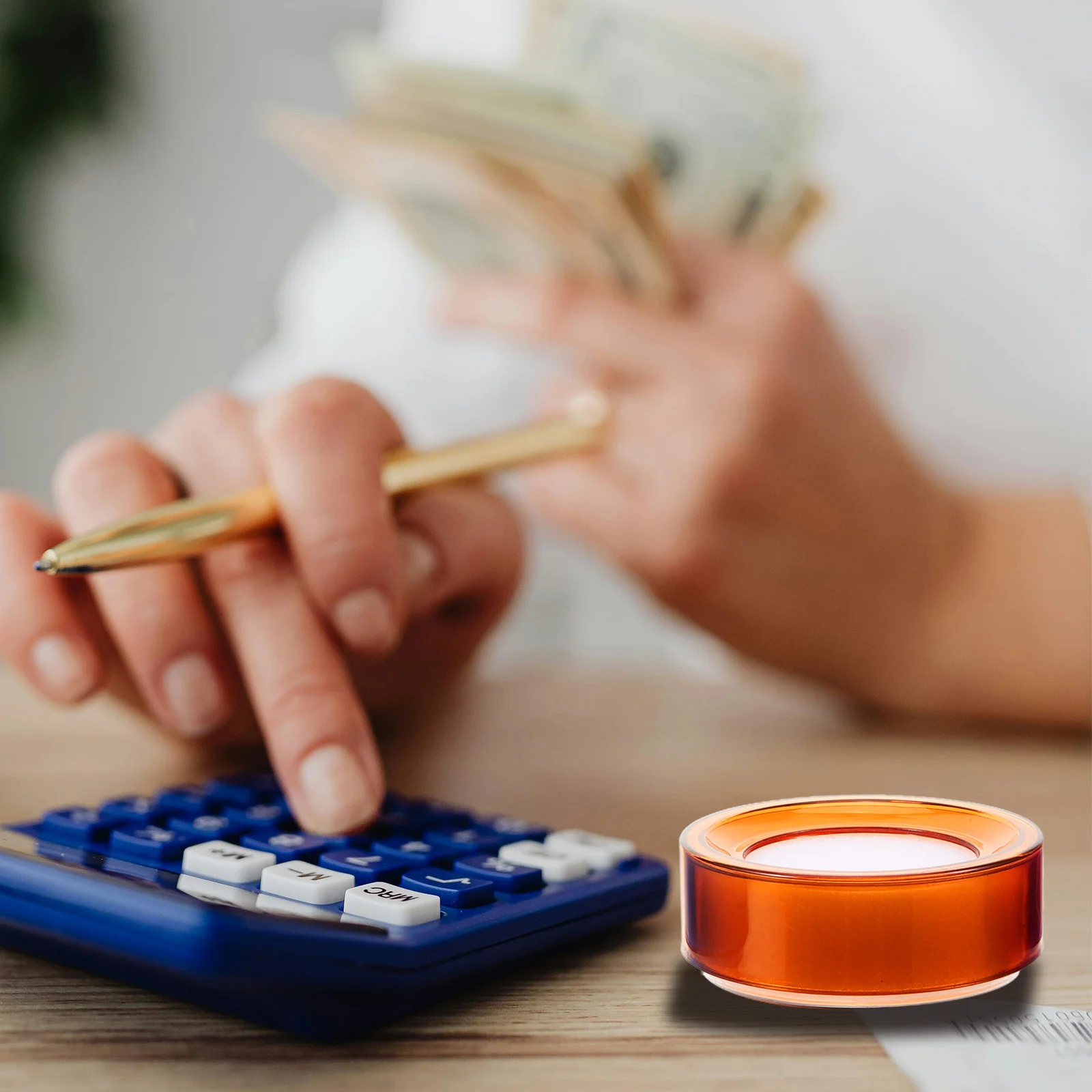 돈 계산 실린더 손가락 보습제 스폰지, 은행 종이 현금 손 젖은 컵 탱크, 주요 간단한 손가락 끝, 4 개