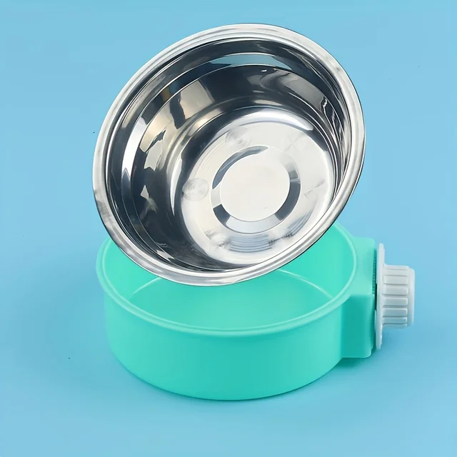 Pet Candy-Colored Stainless Steel Dog Bowl Hanging Cage Pet Cat Food Bowl Hanging Stainless Steel Bowl Dog Cage Bowl Double Bowl 6