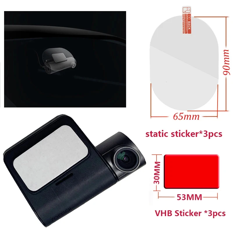 For 70mai Pro Dash Cam Smart Car DVR Film and Static Stickers, Suitable for 70 mai Pro Car DVR film holder 3pcs