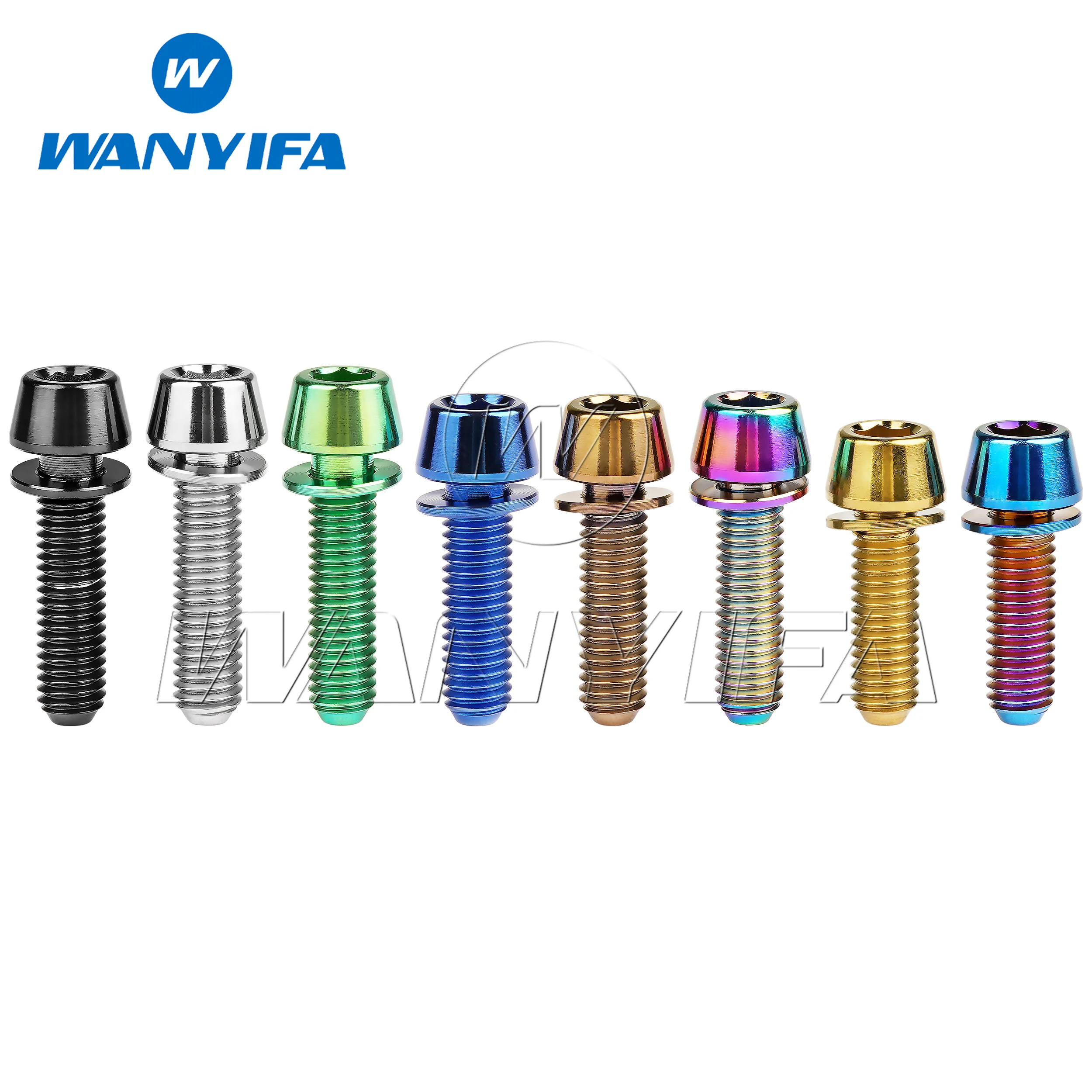 Titanium Bolts M5M6x16/18/20/25mm Conical Head Ti Screws with Washer for Bicycle Stems titanium bolts
