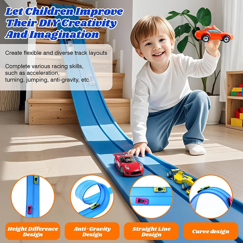 Flexible PVC Double Track Racing Car Ramp for Kids