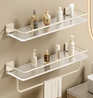 Acrylic Transparent Wall Storage Rack Cosmetic Makeup Storage Tray Shampoo Rack Shower Shelf Bathroom Accessories No Drill Shelf 1