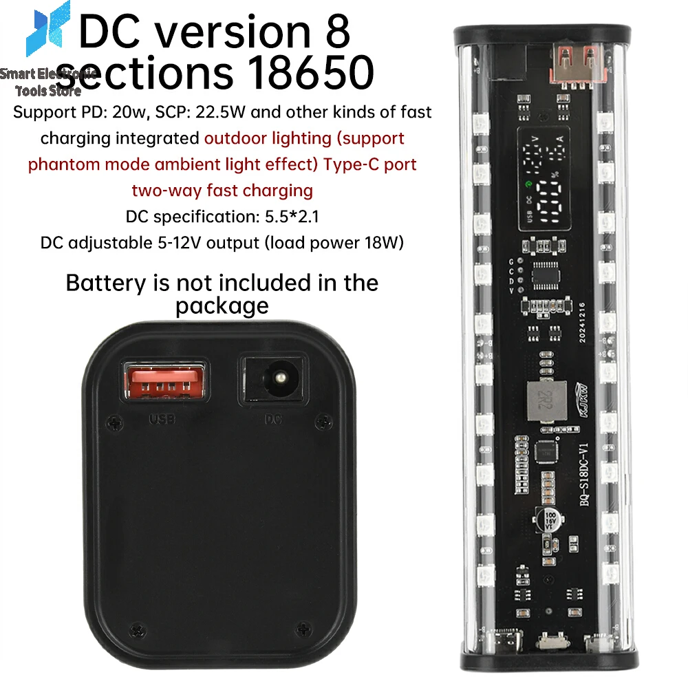 8x18650PowerBankCase22.5WFastChargingDIYTransparentBatteryStorageBoxDigitalDisplayUSBTypeCNoWelding-AliExpress
