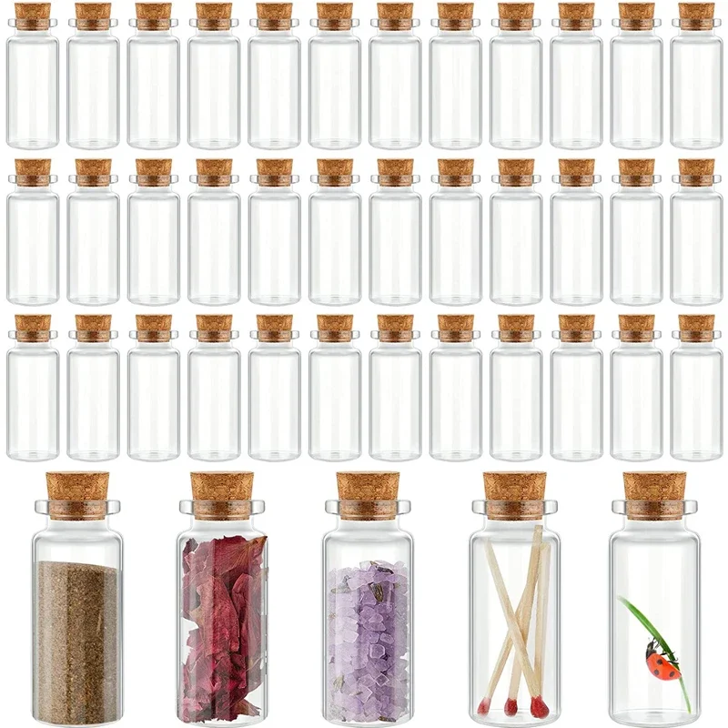 30Pcs 5ml--30ml Mini Glass Bottles with Cork Stoppers Spell Jars Potion Vials Wish Message Bottles For Favors Gift DIY Crafts