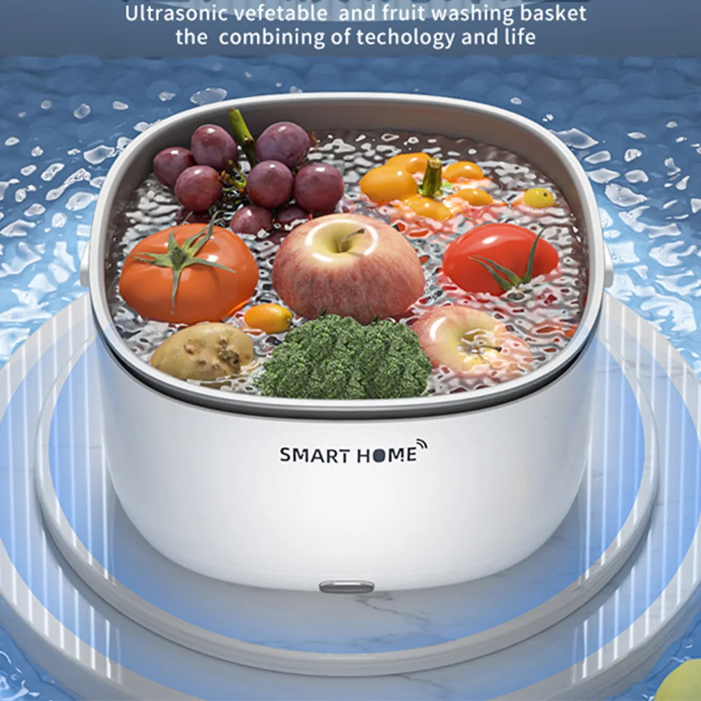 Ultrasound Vegetable Washing Machine Household Portable Electric Food Purifier with Handle Food Purifier Basket Kitchen Gadget 2