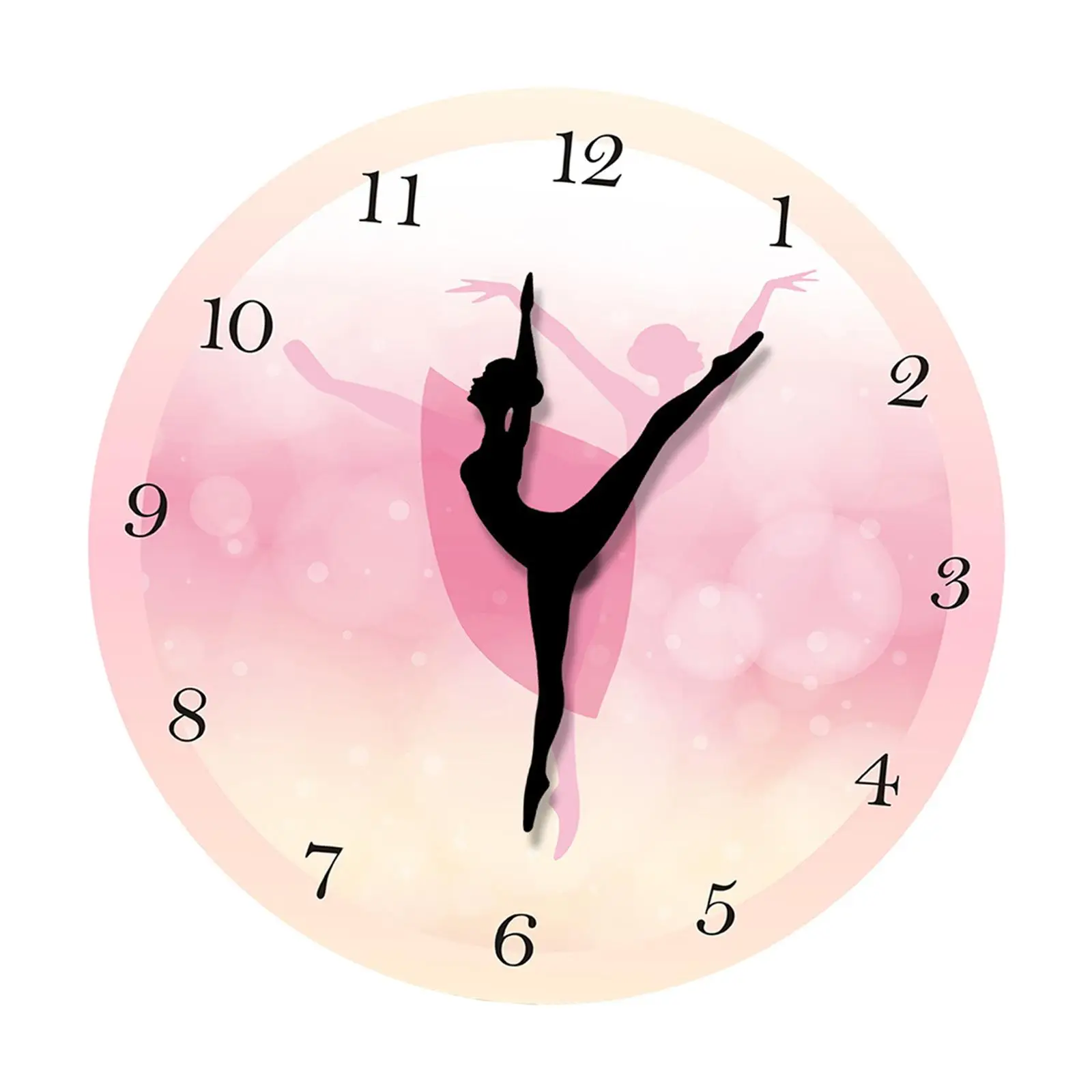 12Inches Dancing Girl Wall Clock Wall Art Silent Non Ticking for Living Room