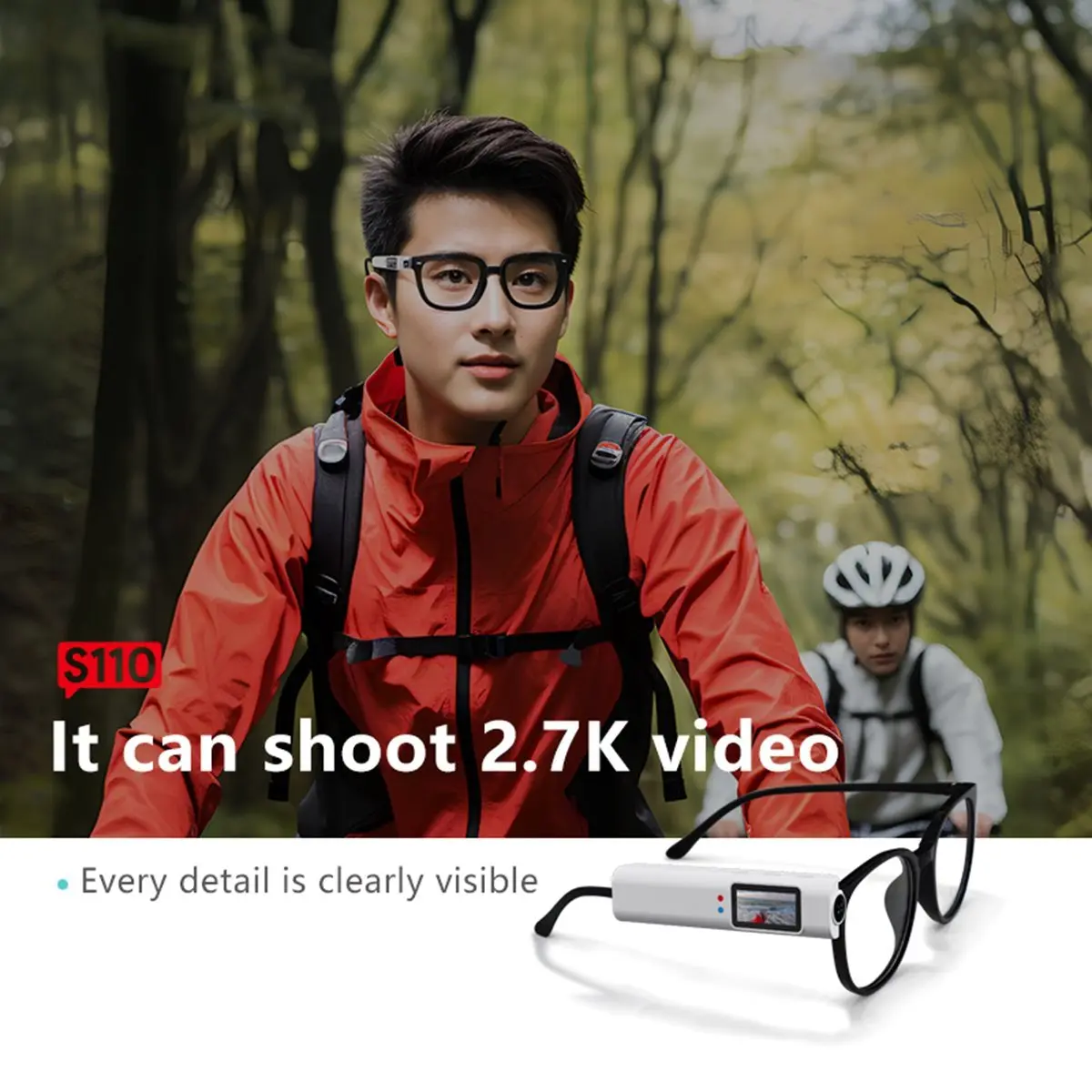 N05R 안경 카메라 WiFi 미니 디지털 카메라 IPS 스크린 오토바이 액션캠 운전 하이킹용 안경형 카메라 64g B