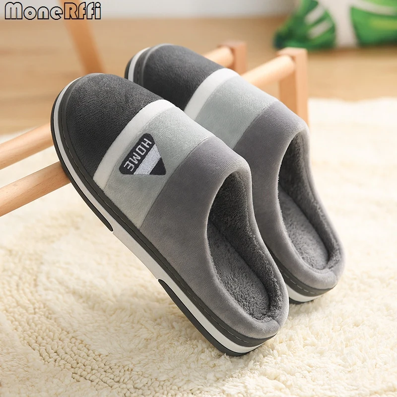 Warm Cotton Slippers For Men Winter Home Wear-Resistant Stripe Non-slip Indoor Slides Couple Women Shoes Classic Men Slippers non slip slippers,soft slippers,soft non slip slippers