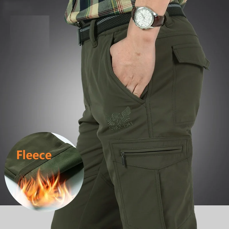 

Men Winter Fleece Warm Breathable Hiking Camping Fishing Trekking Climbing Pant Windbreaker Military SoftShell Trousers M-4XL