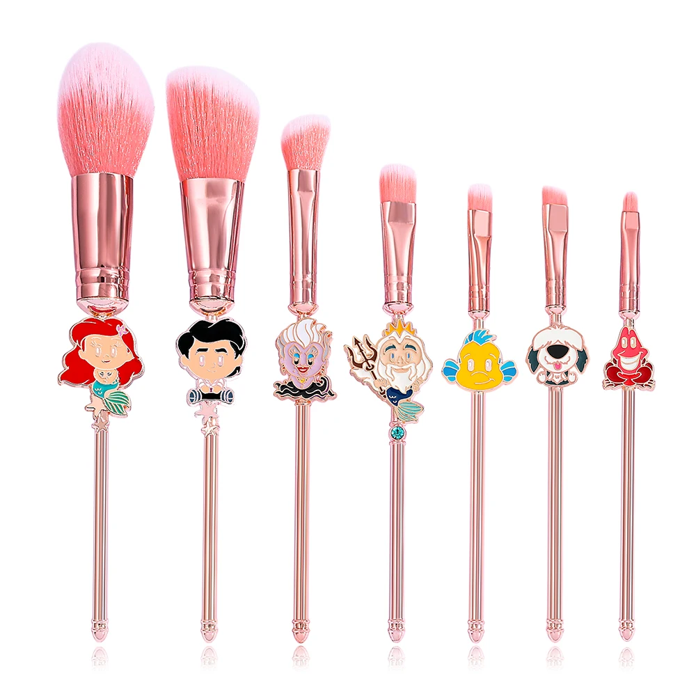 7pcs Mermaid Princess Makeup Brush Set, Metal Texture, Unique