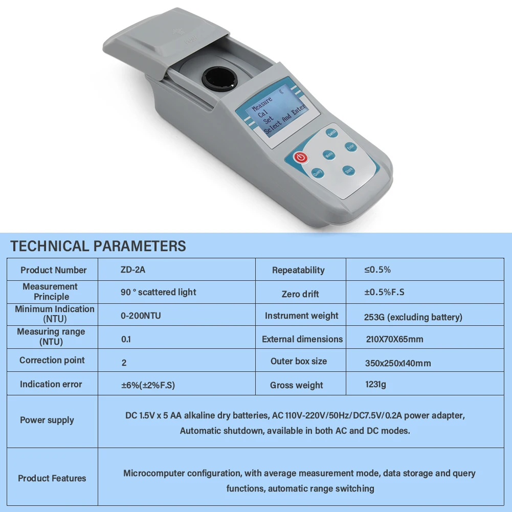 Portable Turbidity Meter, Scattering Light Tester for Water Quality, High Accura